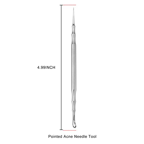 Pointed Blackhead Removal, 2-in-1 Acne Extractor Tool - Stainless Steel Whitehead Remover for Face/Nose