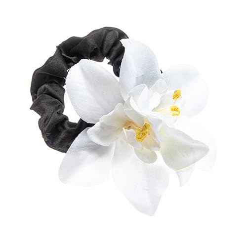 5pcs Pretty Colored Elastic Flower Hair Scrunchies Hair Ties with Bauhinia Flowers Deco Ponytail Hairball Hair Scrunchies for Girls Women