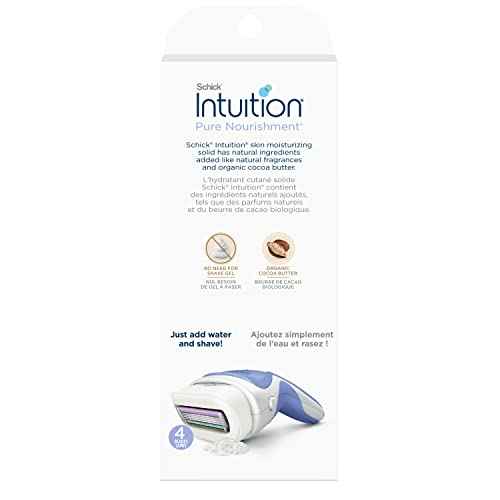 Schick Intuition Pure Nourishment Razors for Women | 1 Razor & 2 Intuition Razor Blades Refill with Organic Cocoa Butter (Pack of 2)