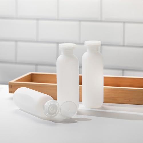 6.7oz Travel Shampoo Bottle, Empty Plastic Squeeze Bottles with Flip Cap, 4PCS Lotion Container for Toiletries (200ml,Clear)