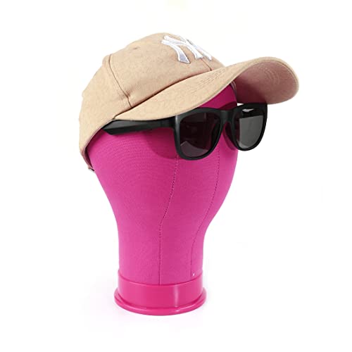 22 Inch Canvas Block Head Pink Wig Head with Wig Stand Tripod Mannequin Head Stand for Wigs Trimming Making Display.(22 Inch Pink)