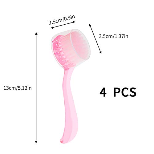 4 Colors Facial Cleansing Brush, Beomeen Face Scrubber Exfoliating Brush Face Wash Scrub Exfoliator for Skin Care, Makeup Removal (Blue, Pink, Purple, Clear)