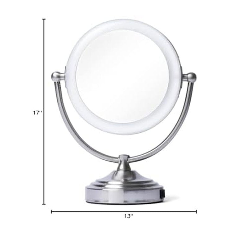 Floxite 1X/10X Magnifying Mirrorr with Light LED Lighted Magnifying Makeup Mirror, Pro-Size Extra Large Vanity Mirror with Outlet, Chrome