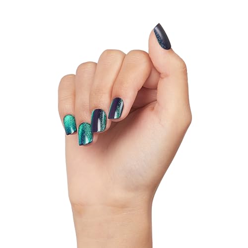 KISS imPRESS No Glue Mani Press On Nails, Color FX, 'Better Things', Dark Green, Short Size, Squoval Shape, Includes 30 Nails, Prep Pad, Instructions Sheet, 1 Manicure Stick, 1 Mini File