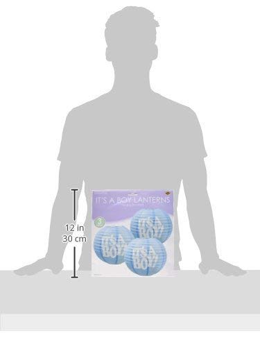 Beistle 3-Pack It's a Boy Paper Lanterns, 9-1/2-Inch, light blue/white (54576)