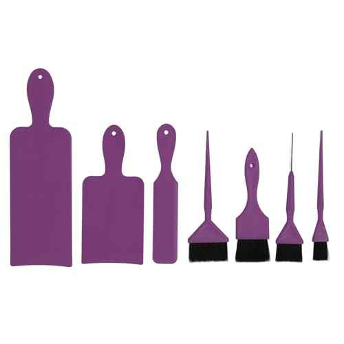 FILFEEL Balayage Highlighting Board Hair Dye Tools Hair Coloring Paddle Board Hair Dye Tool Set with Balayage Board and Brush Kit for Highlighting and Color Applying in Hair Salon (Purple)