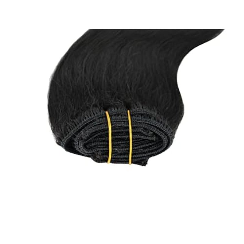 Black Hair Extensions Clip In Human Hair Remy Natrual Real Hair Straight 18" 100gm (18", 1B-Natural Black)