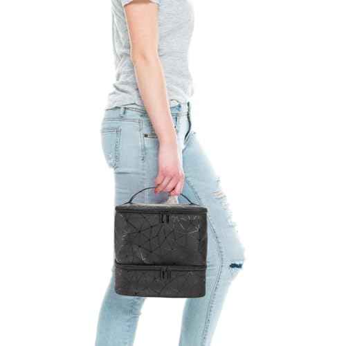 ZOOFOX Nail Polish Organizer Case, Double-Layer Nail Polish Carrying Bag with Handle, PU Leather Nail Organizers and Storage Bag for Manicure Accessories