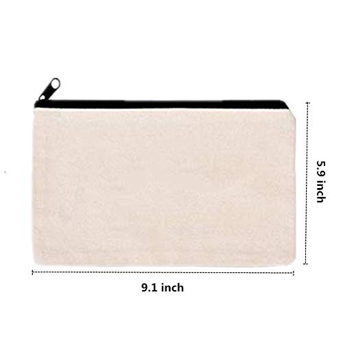 10 PCS Canvas Makeup Bag Cosmetic Pouch Blank Zipper Bag-9.1 ¡¿ 5.9 inch