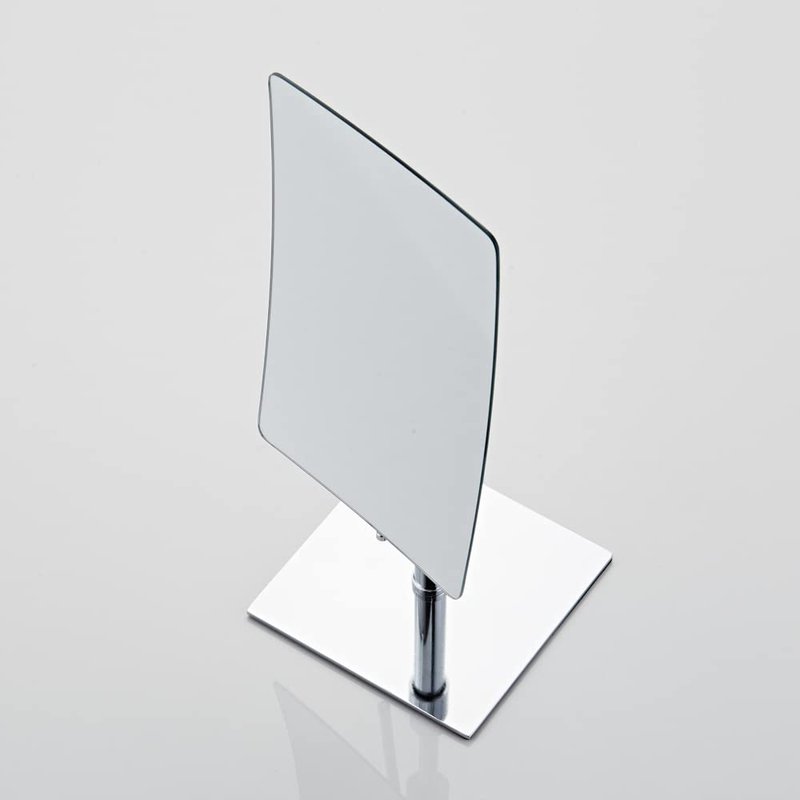 Gecious Table Standing Rectangular Vanity Makeup Mirror with 3X Magnification, Made of 304 Stainless Steel, for Hotel Bathroom Polished Chrome