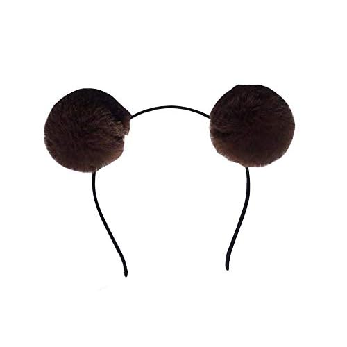 Headband Bear Ears Soft Ball Hairband Headwear Halloween Costume for Girls Women