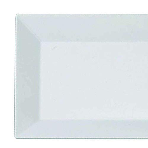 Kaya Elegant Rectangular White Plastic Dessert Plates (5.5" x 8.5") - Pack of 10 - Perfect for Weddings, Birthdays & Home Use