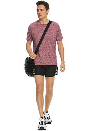 Xelky 4-5 Pack Men's Dry Fit T Shirt Moisture Wicking Athletic Tees Exercise Fitness Activewear Short Sleeves Gym Workout Tops Black/LightGray/LightBlue/Red XL