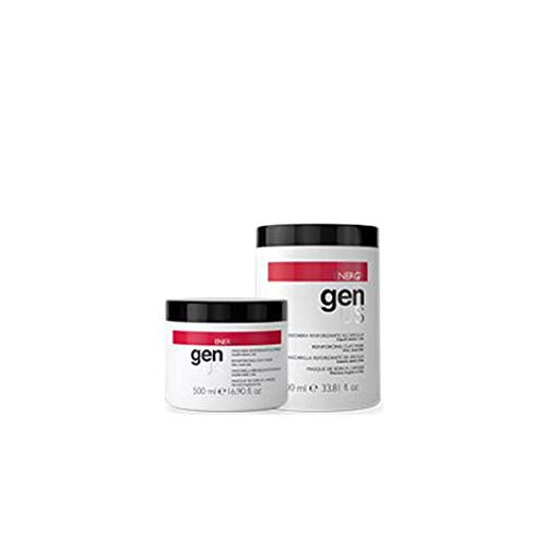 Genus Reinforcing Clay Mask - Hair Mask, Red Clay with Iron and Copper for Fine, Weak Hair - Purifies Scalp, Strengthens, Softens and Detangles, Adds Hydration and Shine - 1000ml