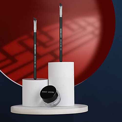 Eyeliner Brush Fine Angled - PRO Precision Gel Eye Liner Makeup Brush -Ultra Thin Slanted Flat Angle - Premium Cruelty Free Synthetic Bristles (E835 2piece)