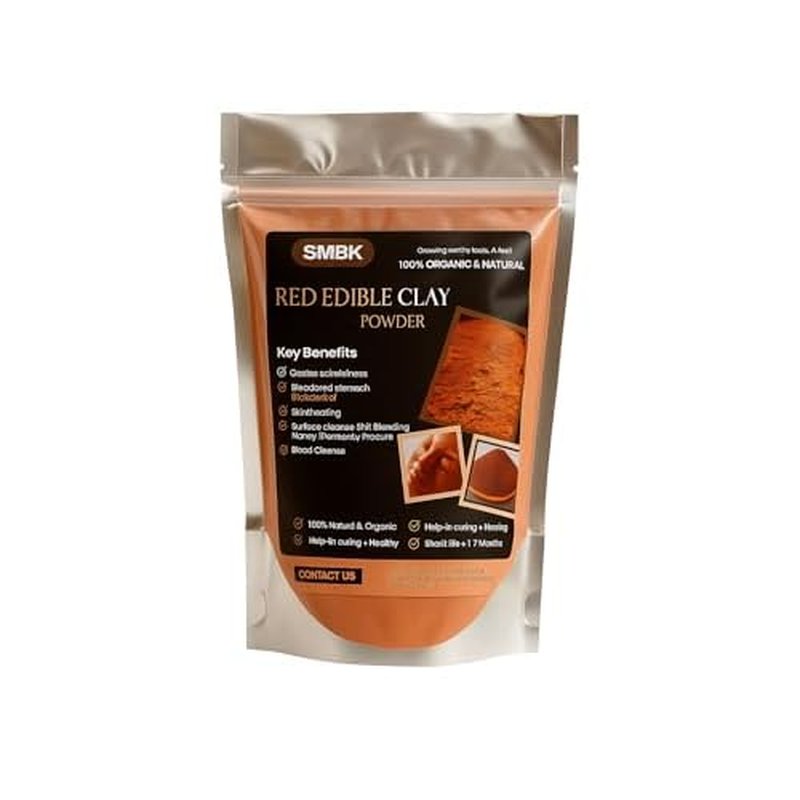 SMBK Red Clay,Edible Clay Chunks, Natural Clay,Organic Clay,Clay Mask,Natural Mud Mask,7OZ (200GM)