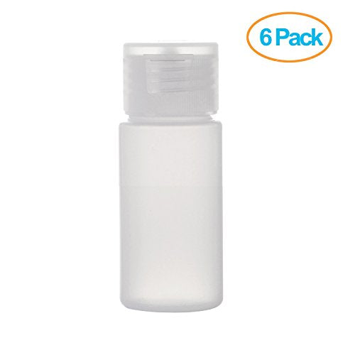 ALINK Travel Size Plastic Empty Toiletry Bottles, 30ml (1 oz) Pack of 6 Liquid Containers with Labels