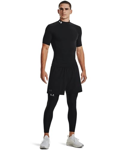 Under Armour Men's HeatGear Armour Comp Mock Short Sleeve T-Shirt, Black (001)/White, Small