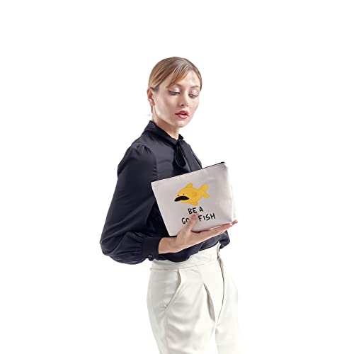 ZJXHPO TV Show Quote Inspired Coach Be A Goldfish Zipper Pouch Makeup Bag (Goldfish)
