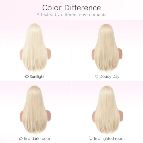 Blonde Wig With Bangs For Women Long Straight Blonde wig Heat Resistant Synthetic Wig for Girls Daily Use Party Halloween Cosplay Wig 24inch