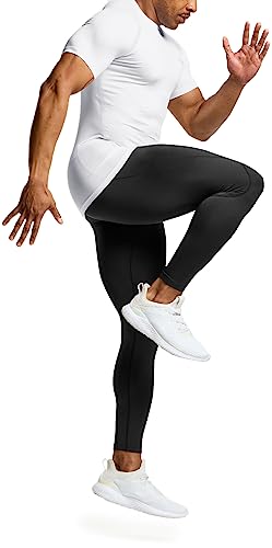 TSLA Men's UPF 50+ Quick Dry Short Sleeve Compression Shirts, Athletic Workout Shirt, Water Sports Rash Guard, Core Tops 3pack Real White, Large