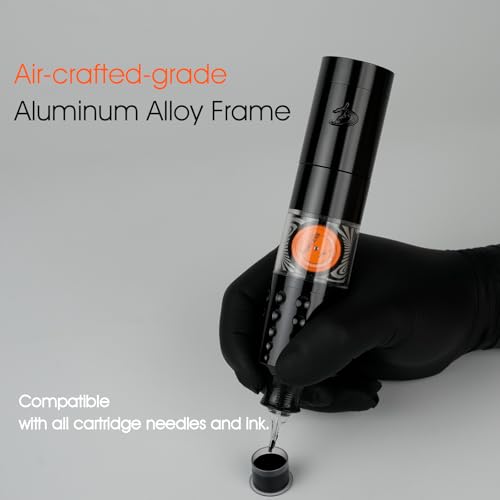 Dragoart Tattoo Gun Wireless Tattoo Machine Brushless Motor 10800Rpm, 0-4mm Needle Depth Aluminium Alloy Frame Direct Drive System LED Display, Rotary Tattoo Gun 1300mAh for 6hrs Tattooing (Silver)