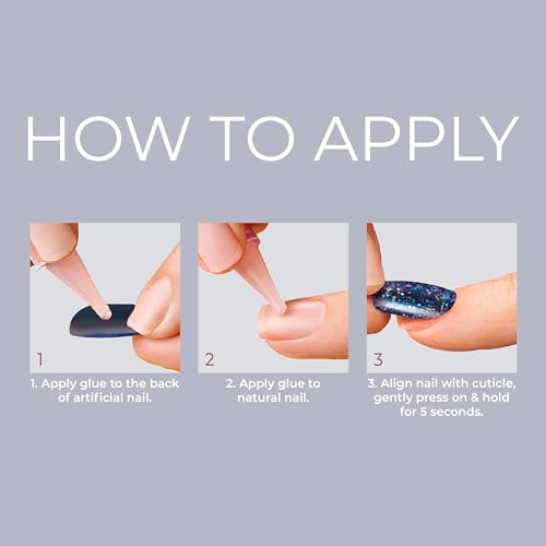 KISS Gel Fantasy Press On Nails, Nail glue included, 'Aim High', Black, Short Size, Squoval Shape, Includes 28 Nails, 2g Glue, 1 Manicure Stick, 1 Mini File, 1 Adhesive Tab