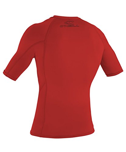 O'Neill Wetsuits Men's Basic Skins UPF 50+ Short Sleeve Rash Guard, Red, X-Large