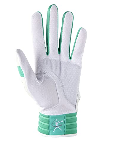 Mizuno Finch Women's Softball Padded Batting Glove, White-Mint, Medium