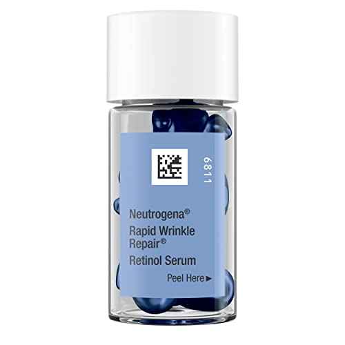 Neutrogena Rapid Wrinkle Repair Retinol Face Serum Capsules, Fragrance-Free Daily Facial Serum with Retinol that fights Fine Lines, Wrinkles, Dullness, Alcohol-Free & Non-Greasy, 7 ct