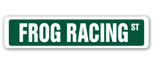 Frog Racing Street Sign Race Racer Competition Jumping Jump Ribbet Lover Gift