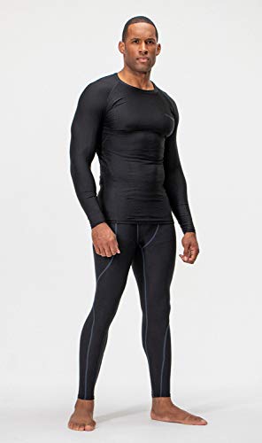 DEVOPS 3 Pack Men's UPF 50+ Long Sleeve Compression Shirts Quick Dry, Cool Gear for Garage Garden Gym Yard and Workouts (X-Large, Black/Camo Charcoal/White)