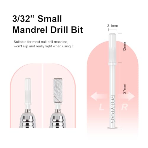 Rolybag 100pcs Small Sanding Bands Nail Drill Bits 240 Extreme Fine Grit Sanding Bands with 3.1mm Mandrel Bits for Acrylic Nails Professional Manicures and Pedicure,Zebra