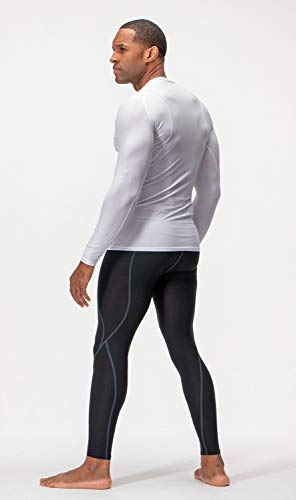 DEVOPS 3 Pack Men's UPF 50+ Long Sleeve Compression Shirts Quick Dry, Cool Gear for Garage Garden Gym Yard and Workouts (X-Large, Black/Camo Charcoal/White)