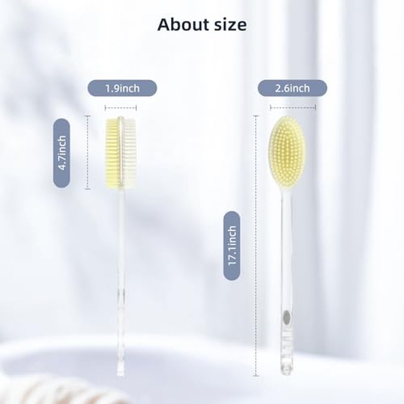 Back Scrubber Long Handle for Shower,Back Brush Dual-Sided with Stiff and Soft Bristles,Body Exfoliator for Bath or Dry Brush