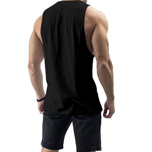 InleaderStyle Men's 3 Pack Workout Tank Tops Sleeveless Gym Muscle Tee Graphic American Flag Shirt - BK+WT+BU-L