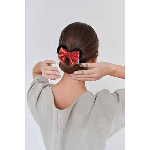 WOVOWOVO Mouse Ear Hair Scrunchies, 2 Count Snow White Mouse Ears Hair Scrunchies for Women, Cute Velvet Hair Ties for Ponytail Party Favors Cosplay Costume Cute Hair Accessories