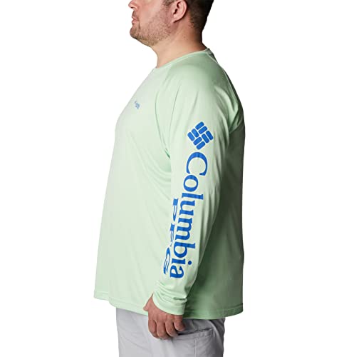 Columbia Men's Terminal Tackle Long Sleeve Fishing Shirt, Key West/Vivid Blue Logo, Small