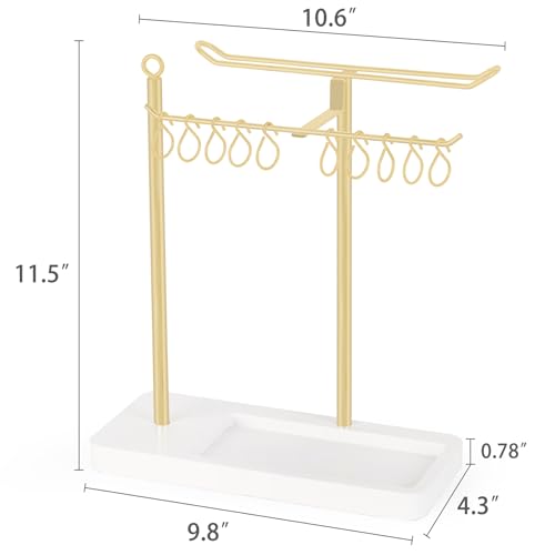 Dahey Headband Holder Multifunctional Hair Accessories Organizer Display Hairbands Claw Clips Scrunchie Metal Storage Stand Stylish Bedroom Dorm Bathroom Vanity Decor for Girls Women, Gold