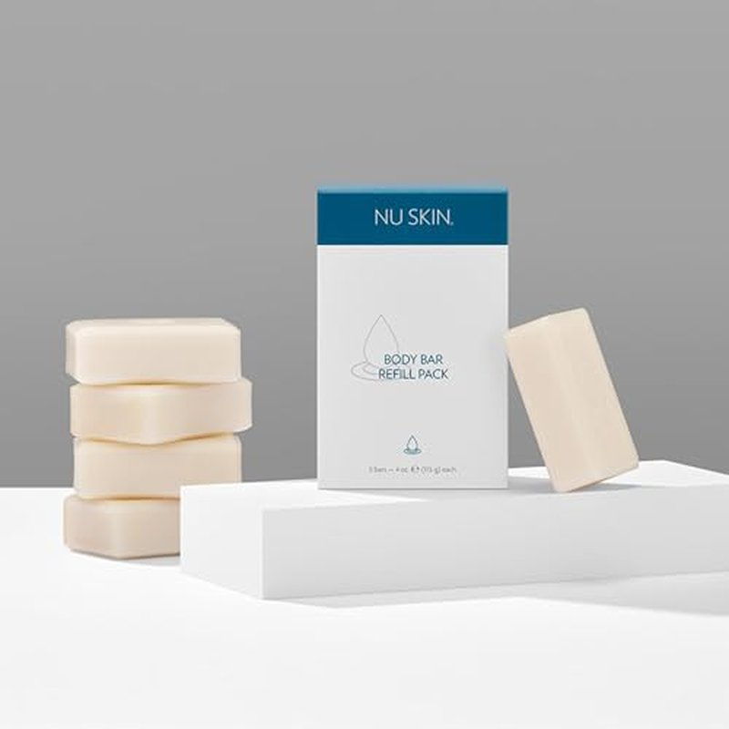 Nu Skin Body Bar Soap | Gentle Cleansing Bar with Moisturizing Aloe Vera | Non-Drying Daily Cleanser for Hands, Body & Face | Refreshing Scent | Soft, Hydrated & Revitalized Skin | 4 (5 Pack)