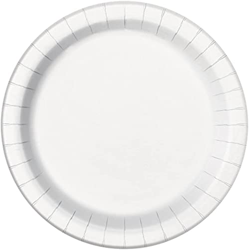White Round Paper Dinner Plates - 9", 8 Count - Perfect for Parties, Showers, & Special Occasions