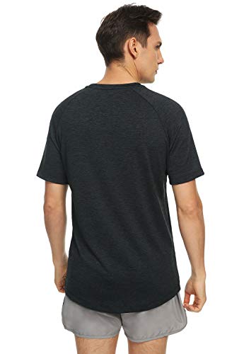 Xelky 4-5 Pack Men's Dry Fit T Shirt Moisture Wicking Athletic Tees Exercise Fitness Activewear Short Sleeves Gym Workout Tops Black/LightGray/LightBlue/Red XL