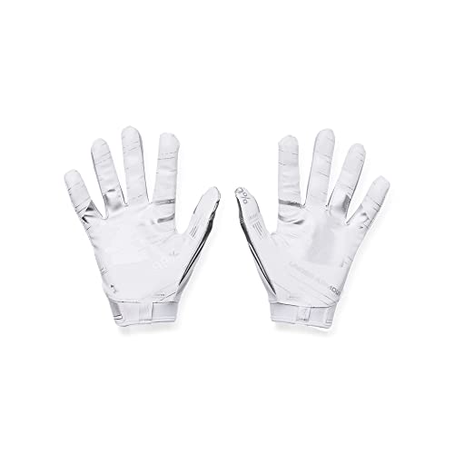 Under Armour Men's F8 Football Gloves , (100) / White / Metallic Silver , Small