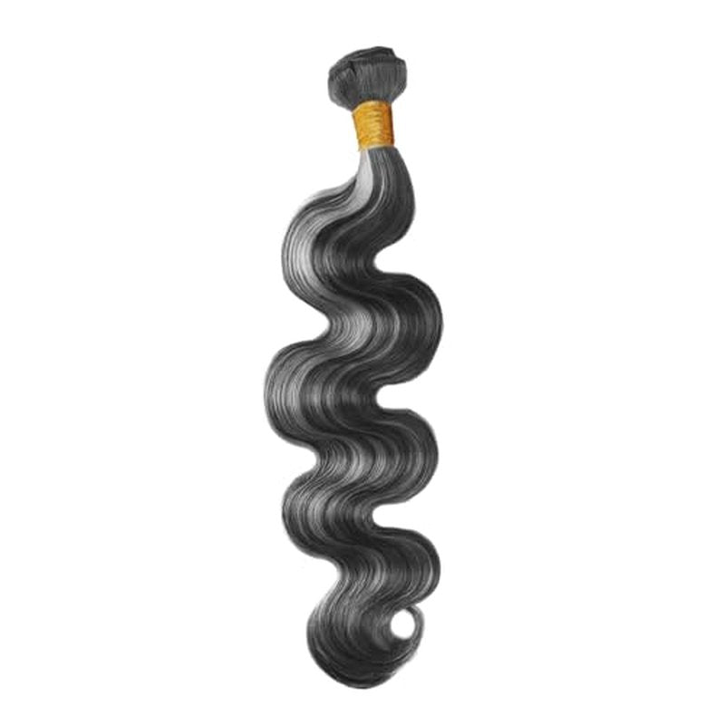 Ombre Bundles P1Bgrey Body Wave Human Hair Bundle Hgihlight Grey Hair Extensions Two Tone Salt And Pepper 1 Bundles 22 Inch #1Bgray Body Wave Bundles 100G