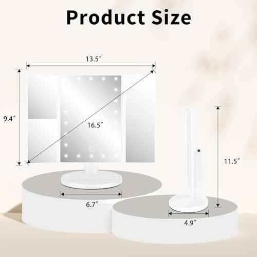 JAMIEWIN Lighted Makeup Mirror 3X/2X/1X Magnification 21 LED Trifold Vanity Mirror with Touch Sensor Dimming Portable Travel Mirror Best Xmas Gifts for Women Girls