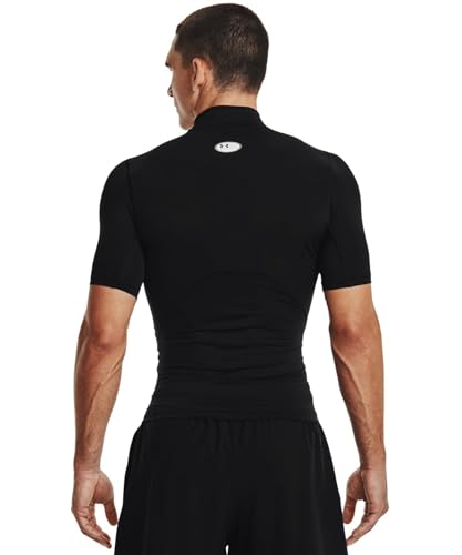 Under Armour Men's HeatGear Armour Comp Mock Short Sleeve T-Shirt, Black (001)/White, Small