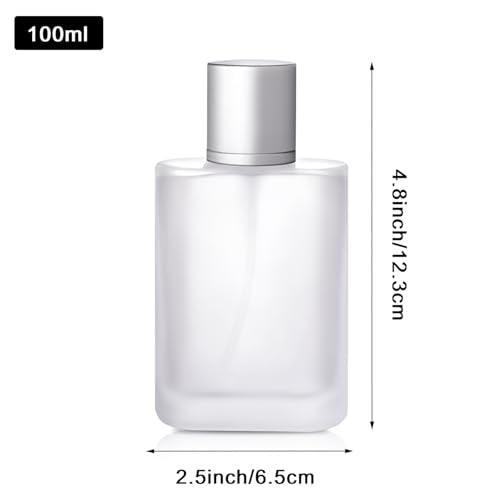 100ml/3.4 Oz Frosted Glass Spray Bottle Perfume Atomizer,Refillable Perfume Spray Bottle Perfume Bottles Empty with 3 Kinds of Perfume Dispenser (Frosted Glass 100ml)
