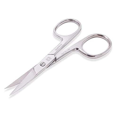 Nail Scissors Curved Micro Serrated Stainless Steel Eyebrow Scissors for Eyelash, Mustache, Beard, Nose Hair, Toenail ? Pedicure, Manicure Scissors for Men and Women