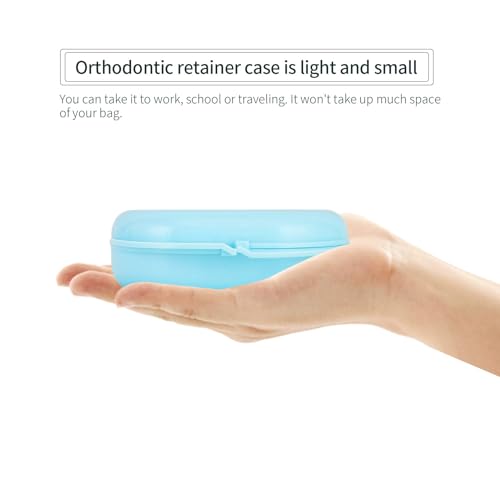 Annhua Dental Mouthguard Container Orthodontic Retainer Case with Vent Holes, Denture Holder Box Clear Aligner Case Slim for Household|Travel|Office - Bluish - Light & Easy to Carry