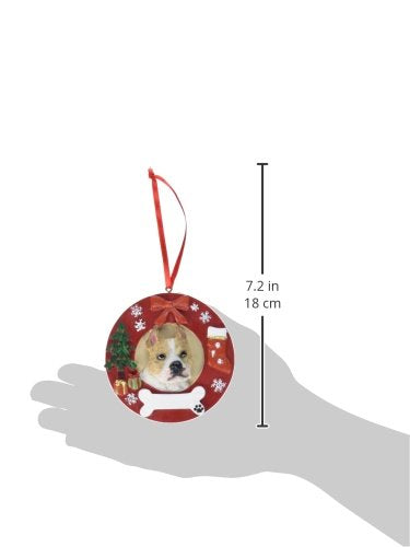 E&S Pets Pit Bull Fawn and White Personalized Christmas Ornament